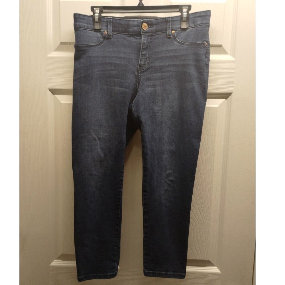 Juicy Couture Women's Size 8 Cropped Faux-Pockets Mid-Rise Denim Blue Jeans